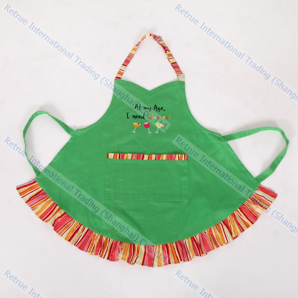 green kitchen apron